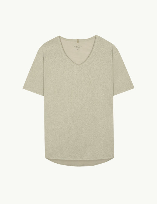 V-NECK LINEN FOG