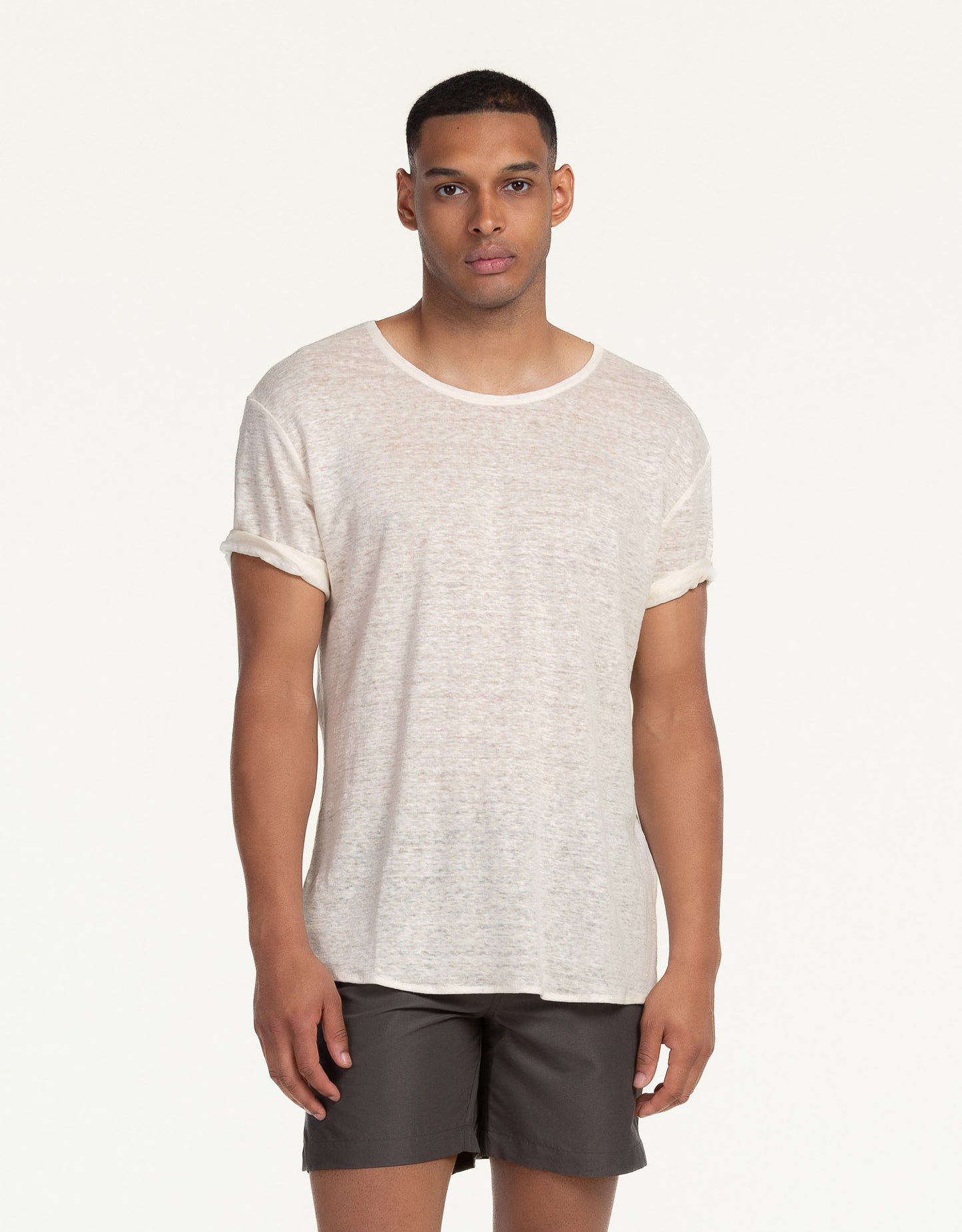 C-NECK LINEN BLANC