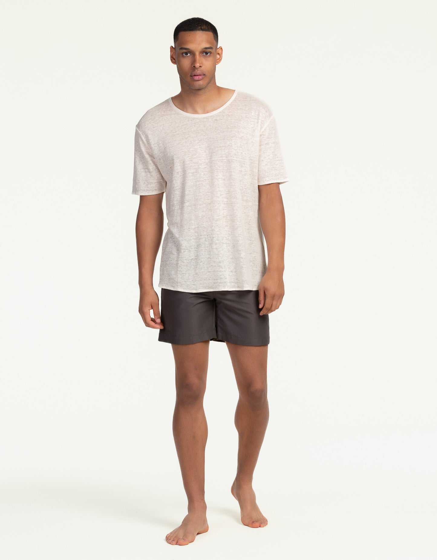 C-NECK PURE LINEN BLANC