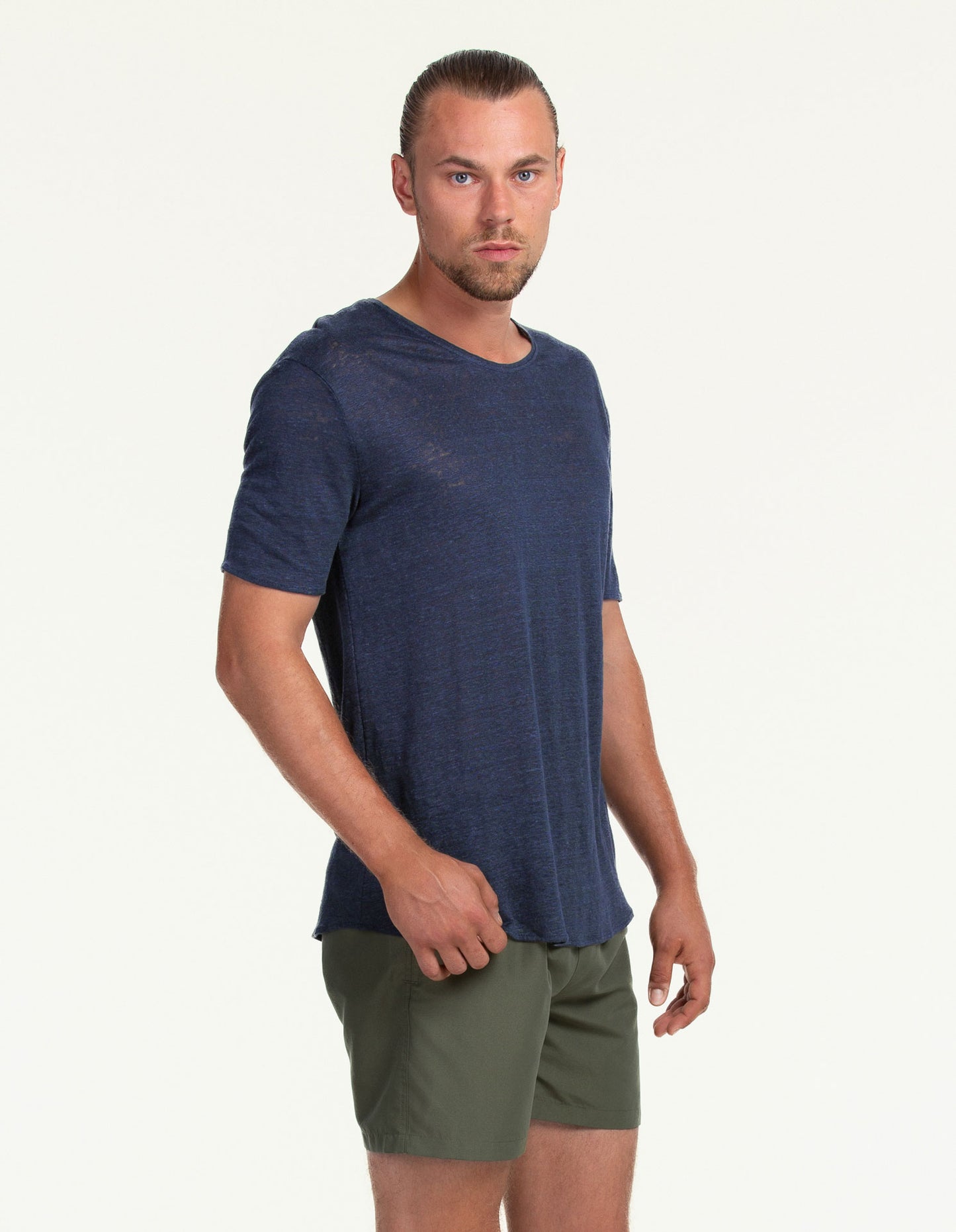 C-NECK LINEN INDIGO