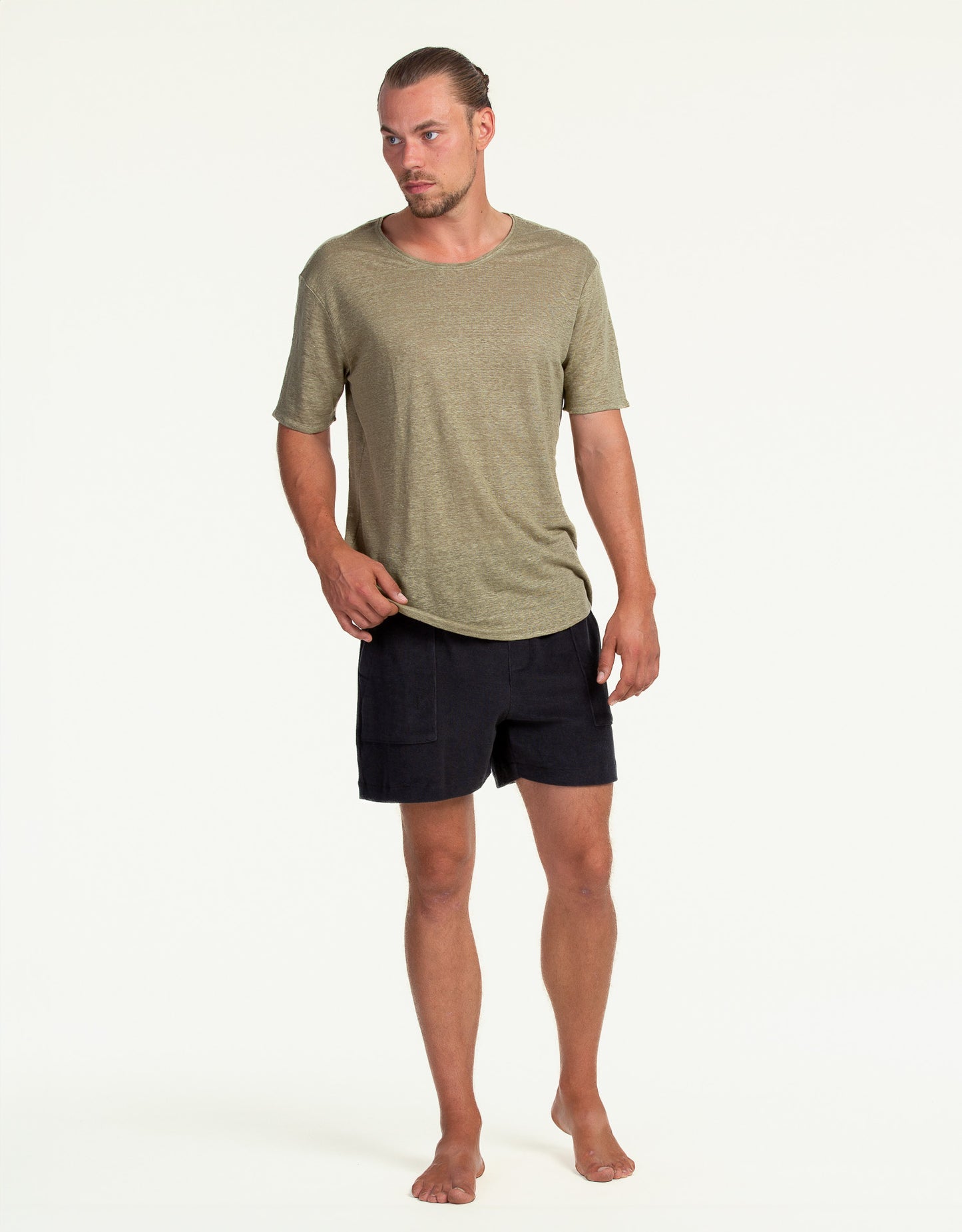 C-NECK LINEN OLIVE