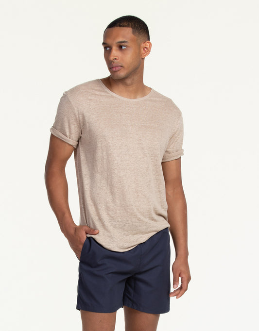 C-NECK LINEN SAND