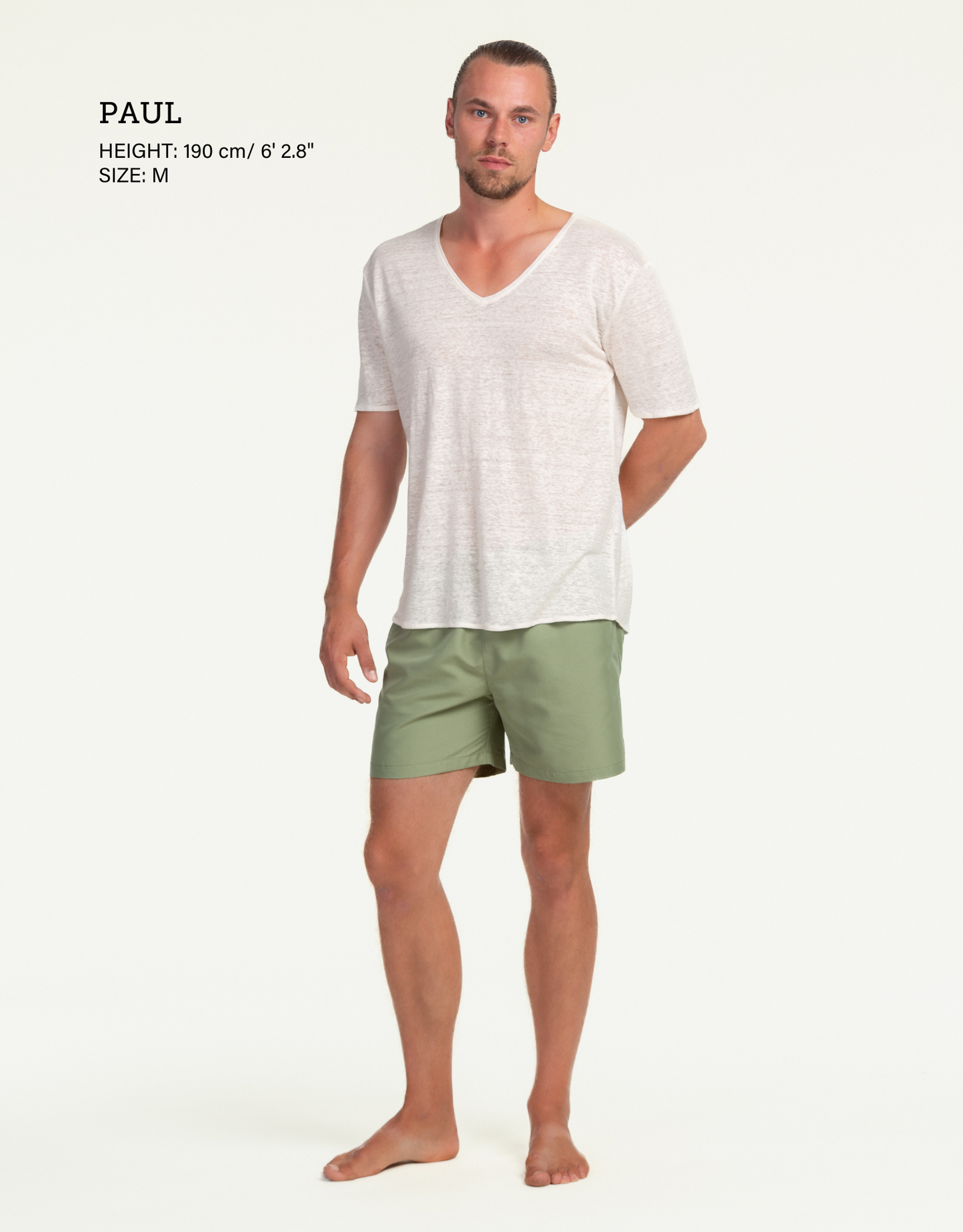 V-NECK PURE LINEN BLANC