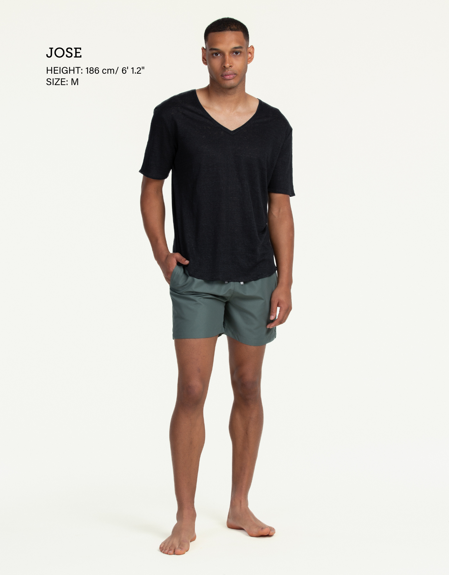 V-NECK PURE LINEN NEGRO