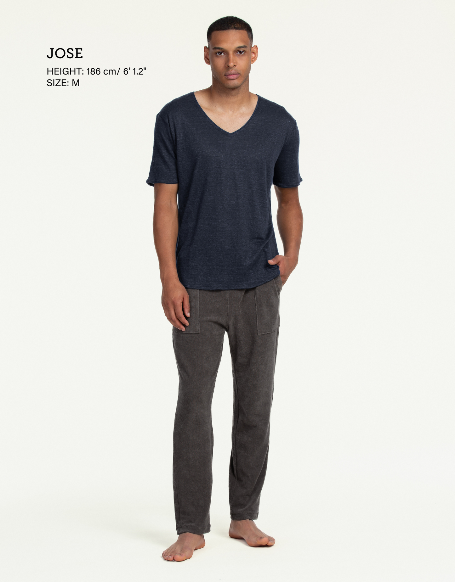 V-NECK PURE LINEN NOCHE